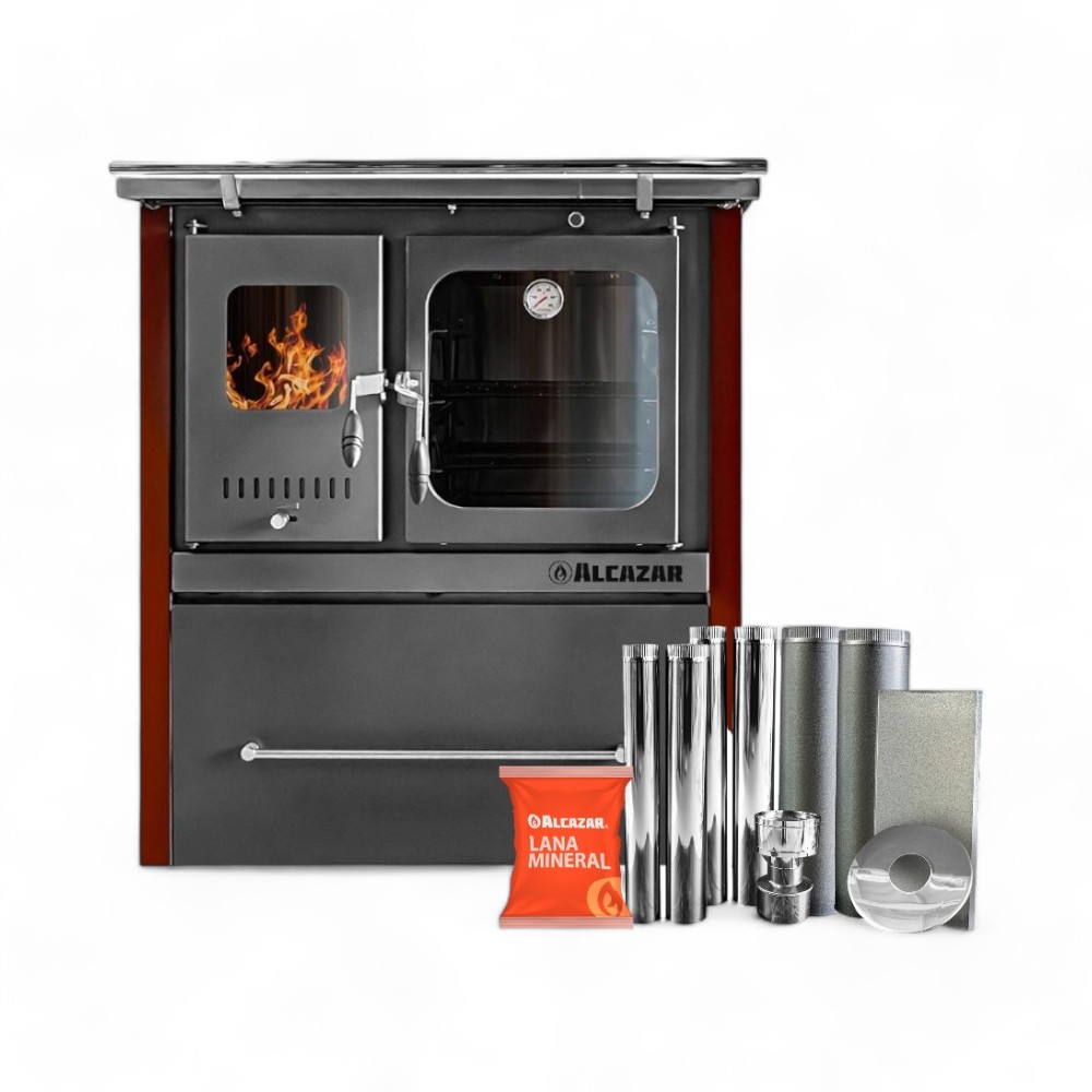 Combo Cocina Alcázar M80 Con Kit Acero 5" Burdeo