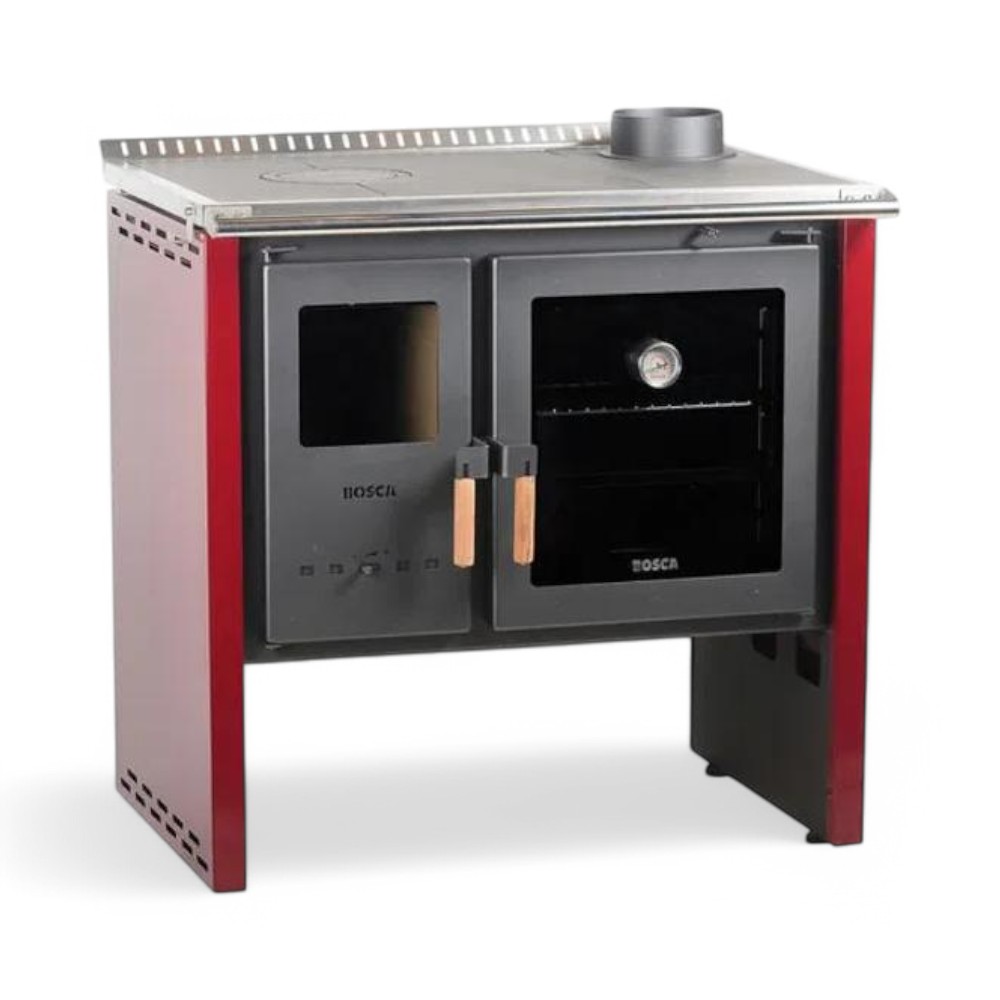 Cocina Leña Bosca Hestia 90 Burdeo + Kit Instalación 6"