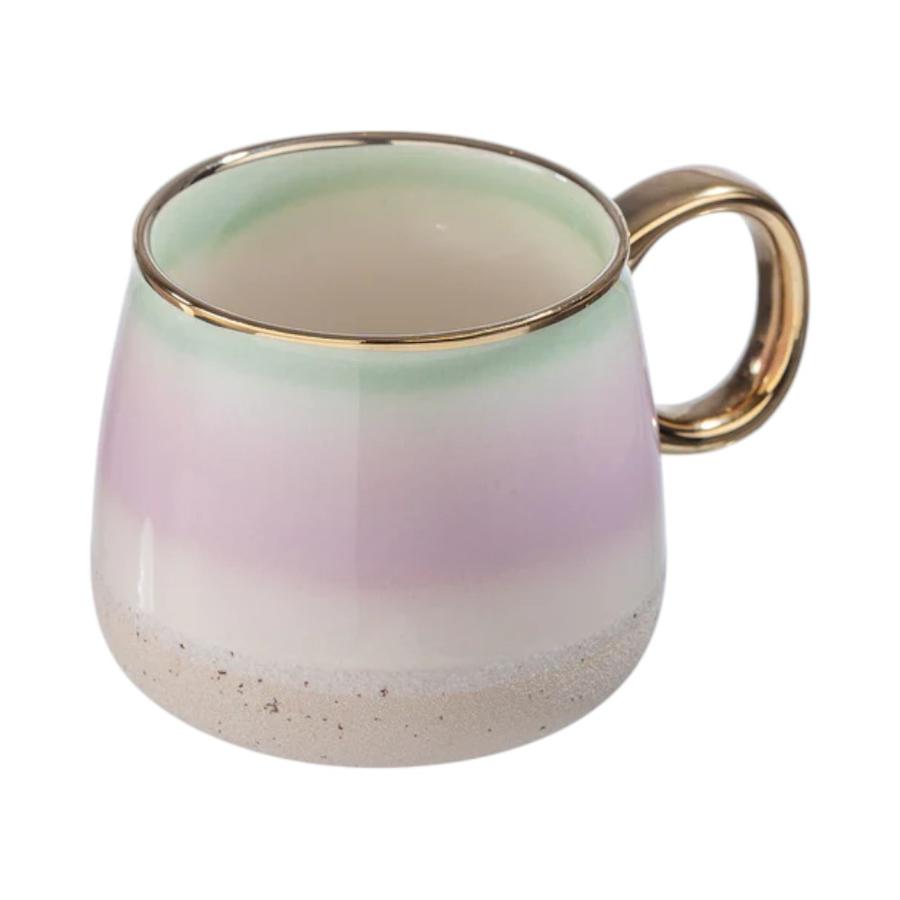 Taza Cerámica Adagio Teas 450 Ml Rosado Borde Dorado