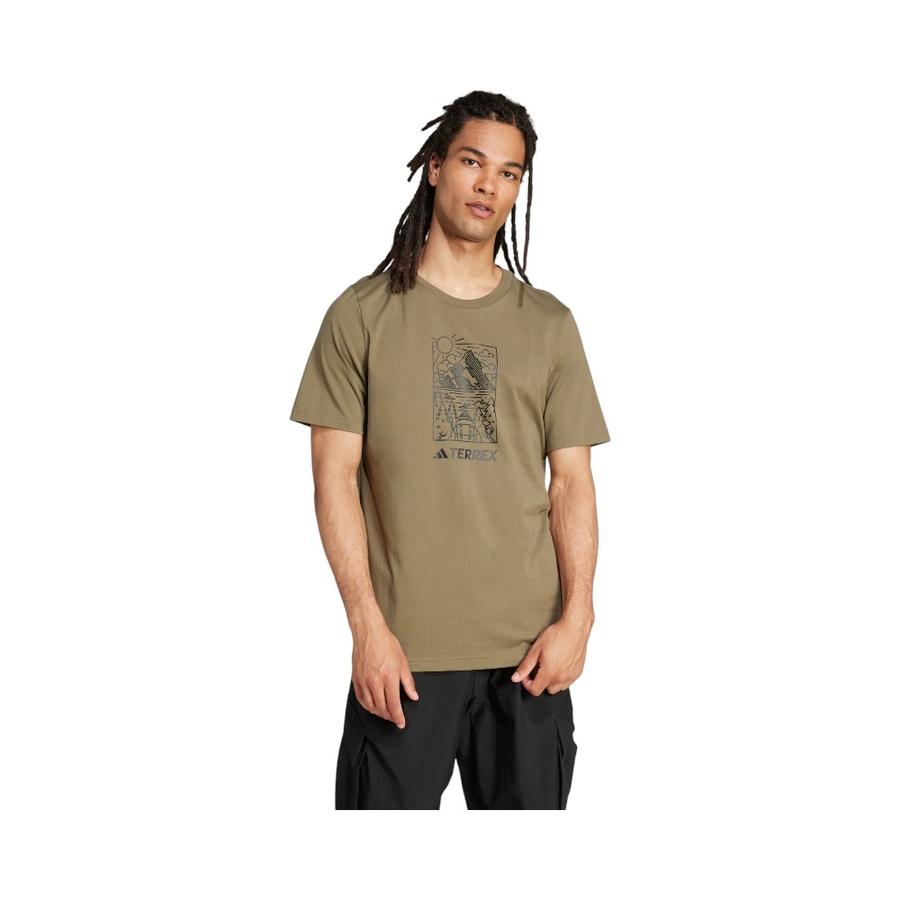 Polera Outdoor Hombre Adidas Terrex Estampada Olivo
