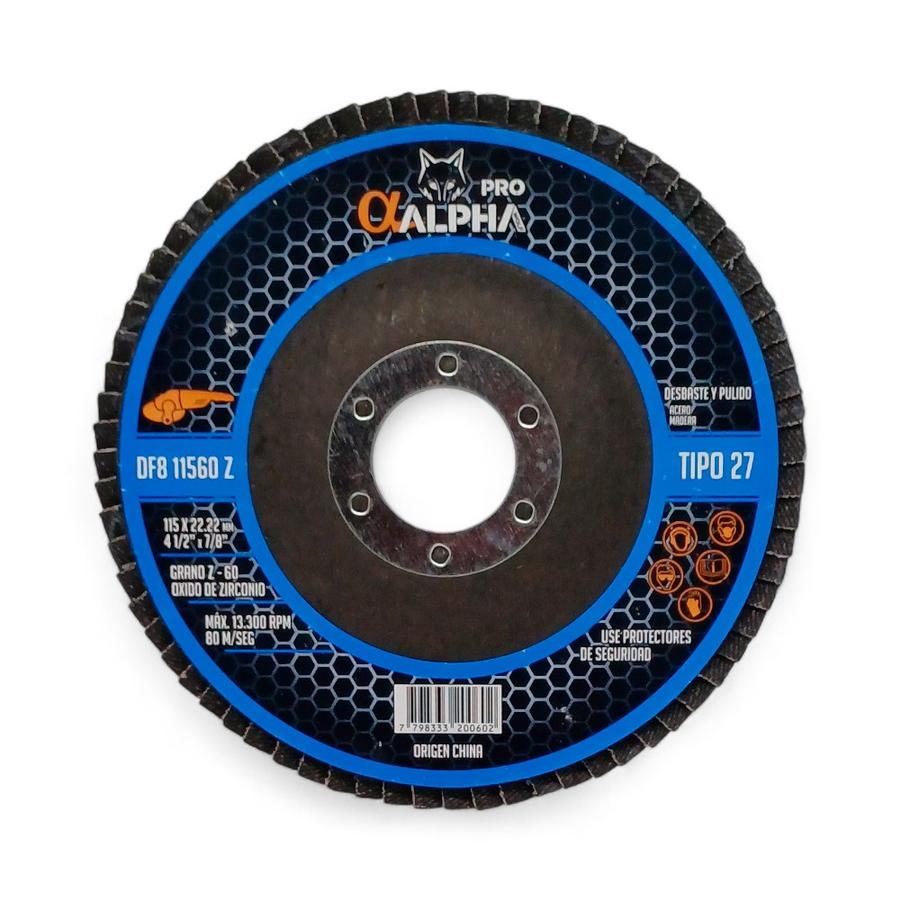Disco Flap Alpha Pro Grano A60 4 1/2" Azul