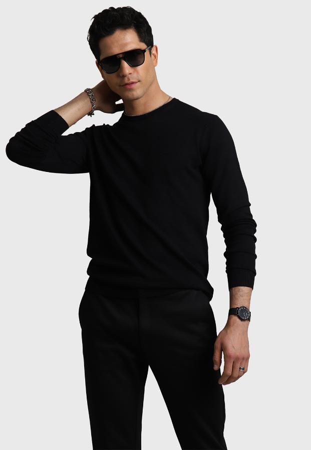 Sweater Cuello Redondo Arrow Hombre Negro