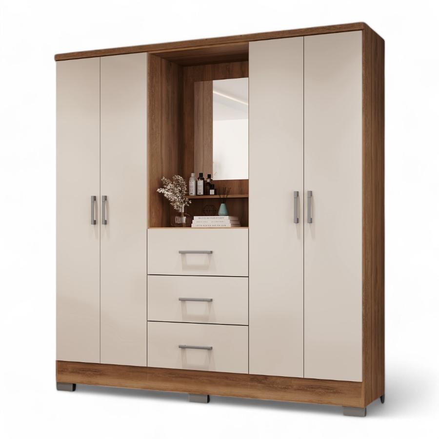 Closet Roma 1181 Baum Freijo-Off White 4 Puertas + 3 Cajones