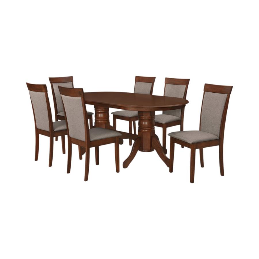 Comedor Ovalado Tomy 6 Sillas Madera Café