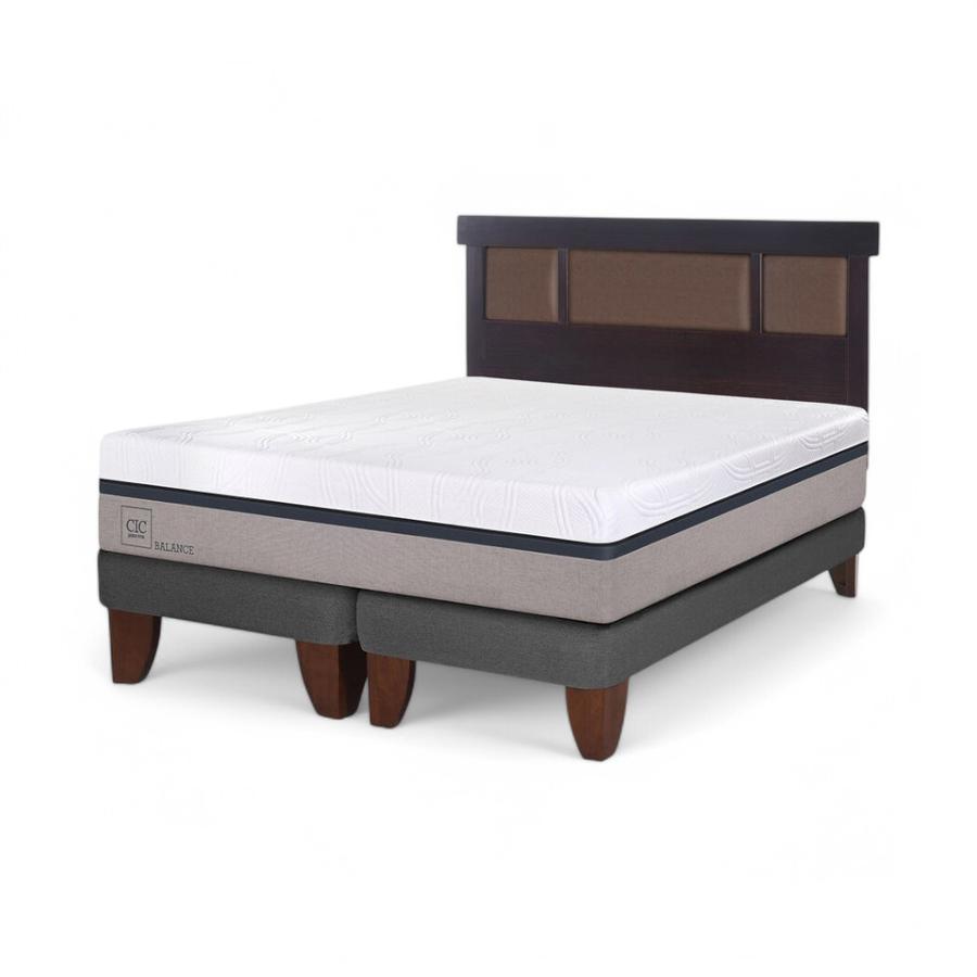 Cama CIC Balance 2 Plazas Dividida+Respaldo Dublín Chocolate