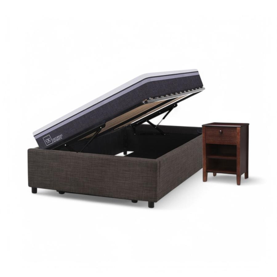 Cama CIC Space Box Ortopedic 1.5 Plazas + Velador Torino