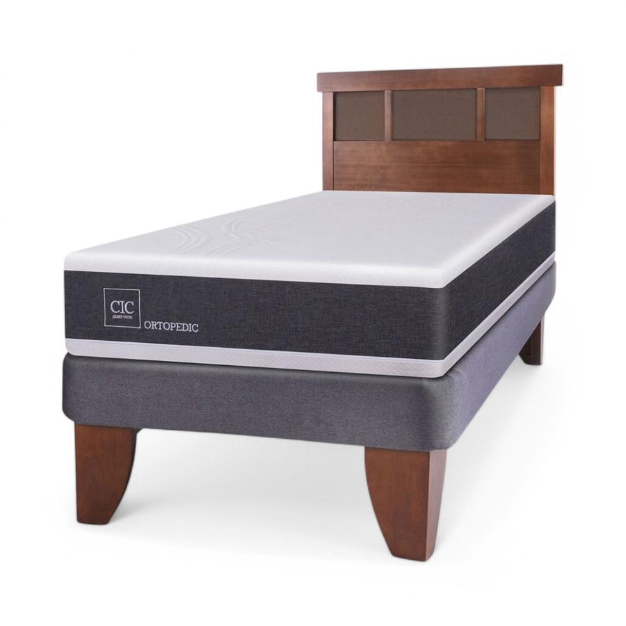 Cama CIC Ortopedic 1.5 Plazas + Respaldo Dublín Caramelo