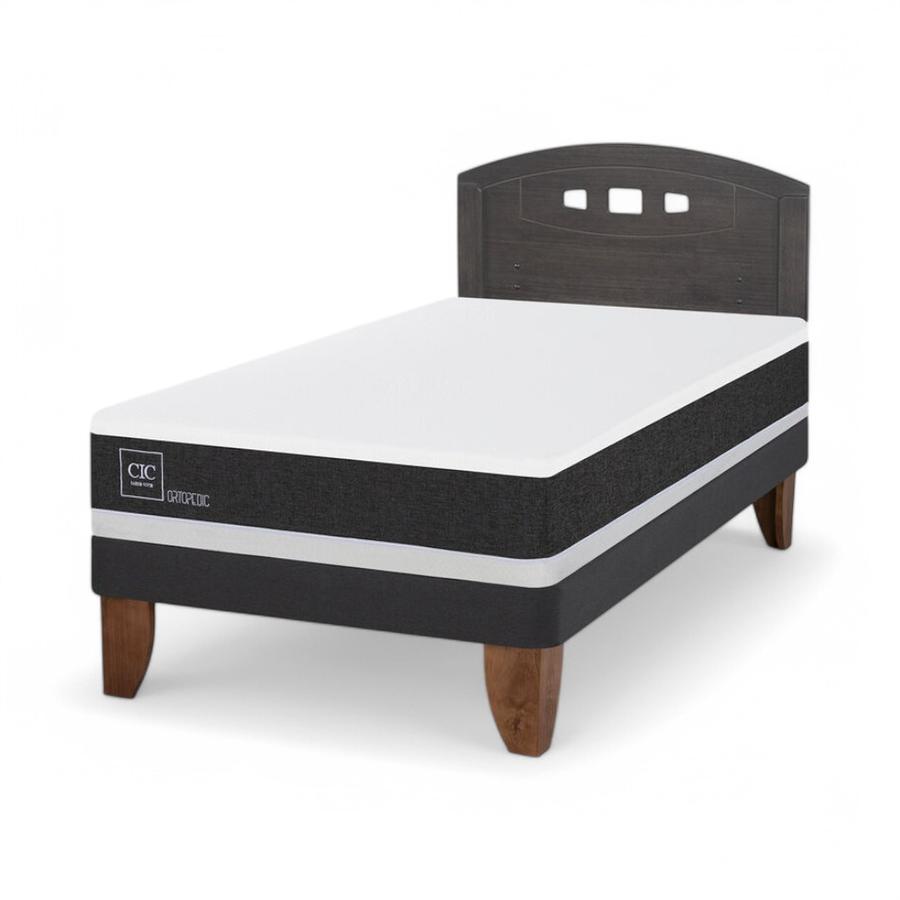 Cama CIC Ortopedic 1.5 Plazas + Respaldo Gales Gris