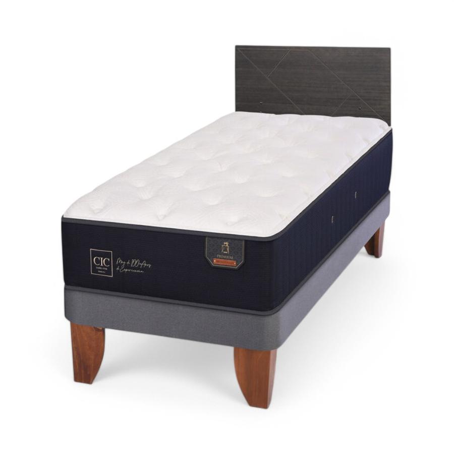 Cama CIC Premium 1.5 Plazas + Respaldo Villarica Gris