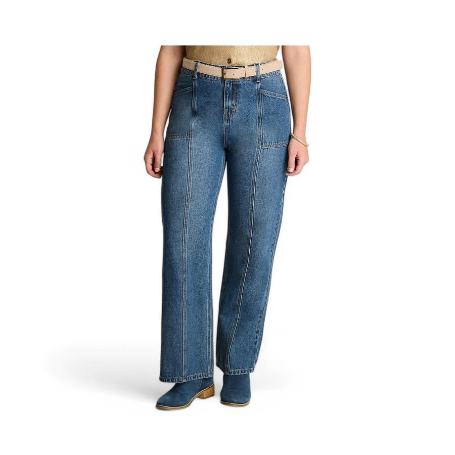 Jeans Mujer Curvi 736608 Recto Con Cinturón Azul