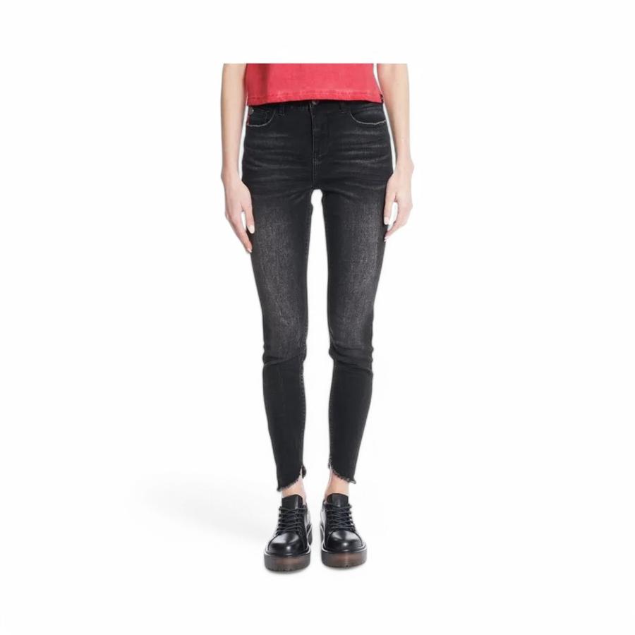 Jeans Mujer Ellus Lilly Skinny Tiro Alto Gris Oscuro