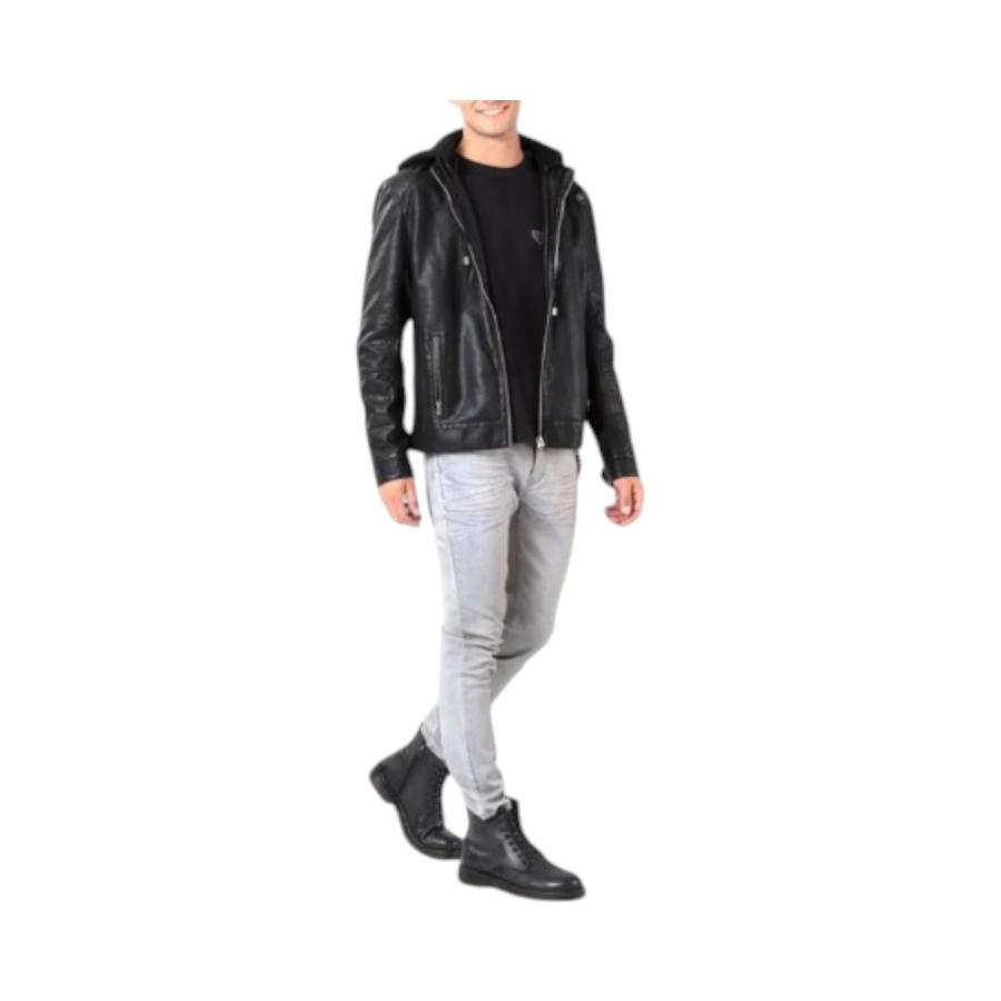 Chaqueta Gorro Rider Hombre Ellus Cuero Sintetico  Negro