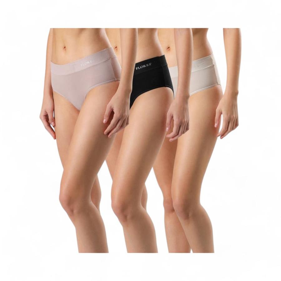 Pack 3 Calzones Bikini Mujer Flores 25006 Negro/MulticolorNegro S