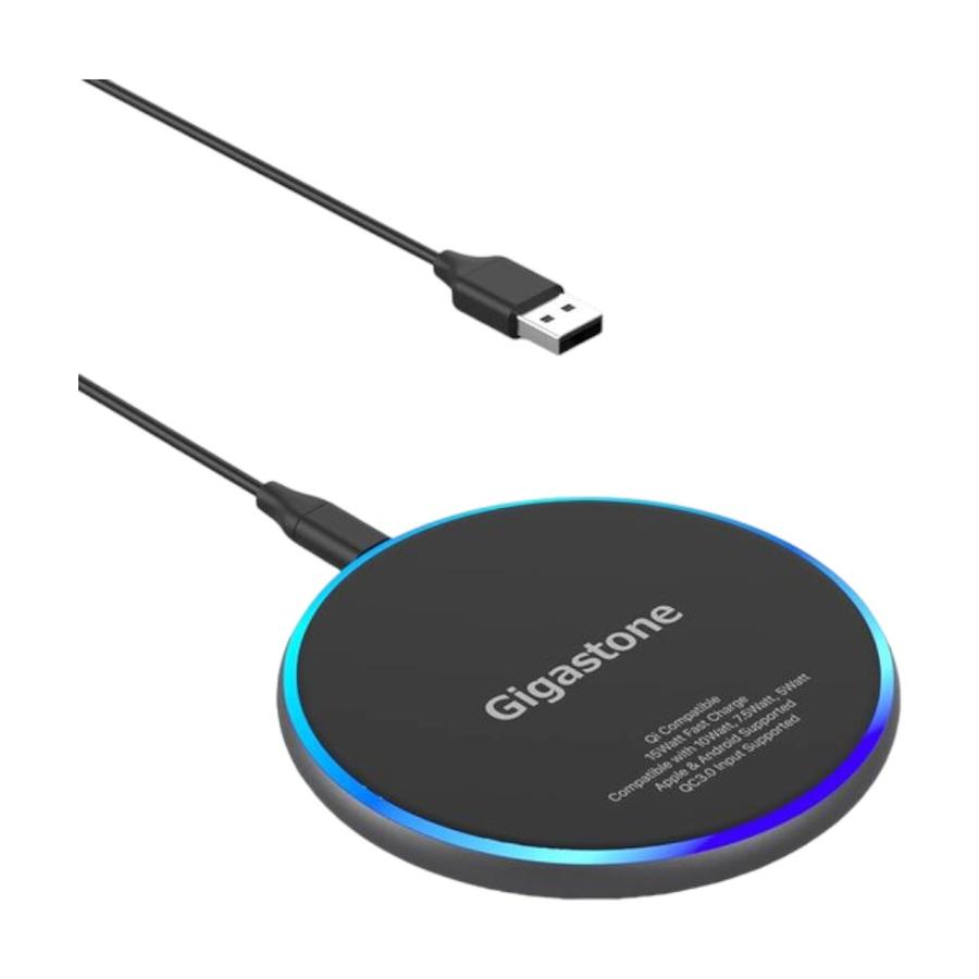 Cargador Inalambrico Gigastone 15W Carga Rápida Negro