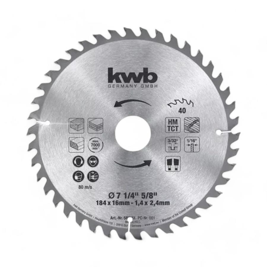 Disco Sierra Circular KWB 7 1/4" 40 Dientes