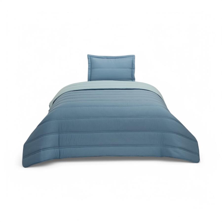 Plumón Cama Reversible 1.5 Plazas Azul Claro/Celeste