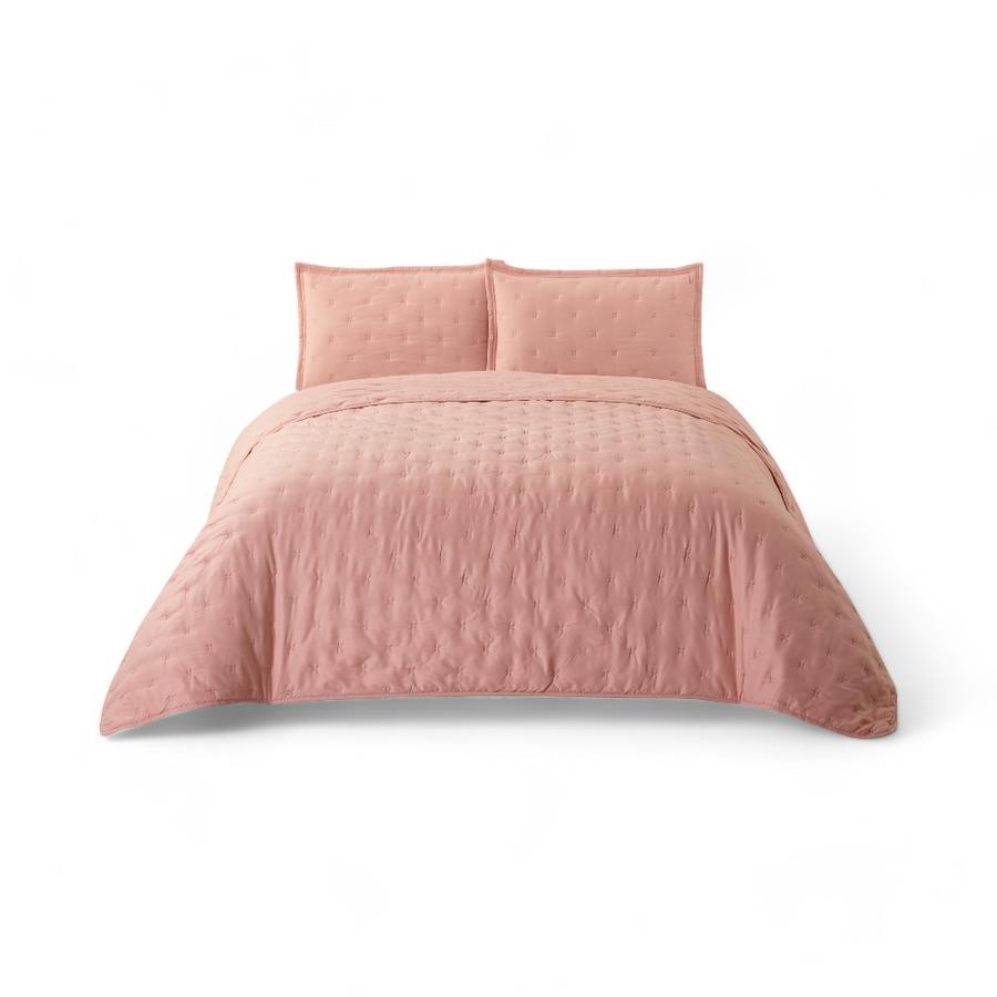 Quilt Cama Matiz Botanic 2.5 Plazas Microfibra Coral