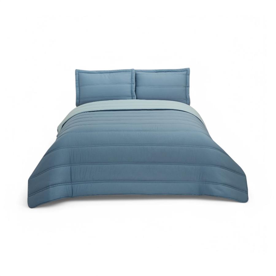 Plumón Cama Reversible 2.5 Plazas Azul Claro/Celeste