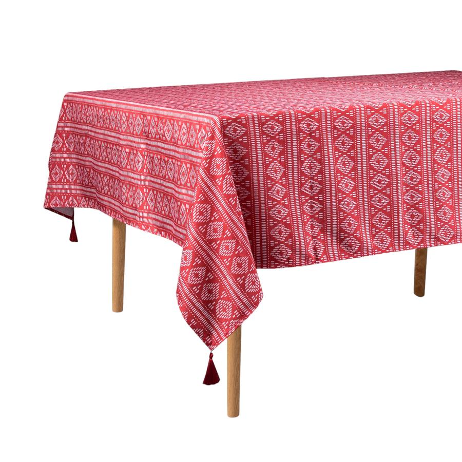 Mantel Rectangular Matiz 180 x 240 Cm Rústico Rojo