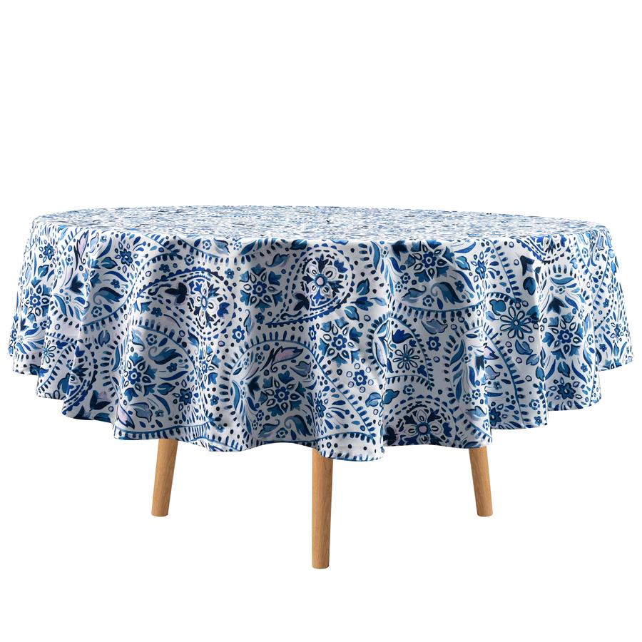 Mantel Redondo 180 Cm Matiz Boho Azul