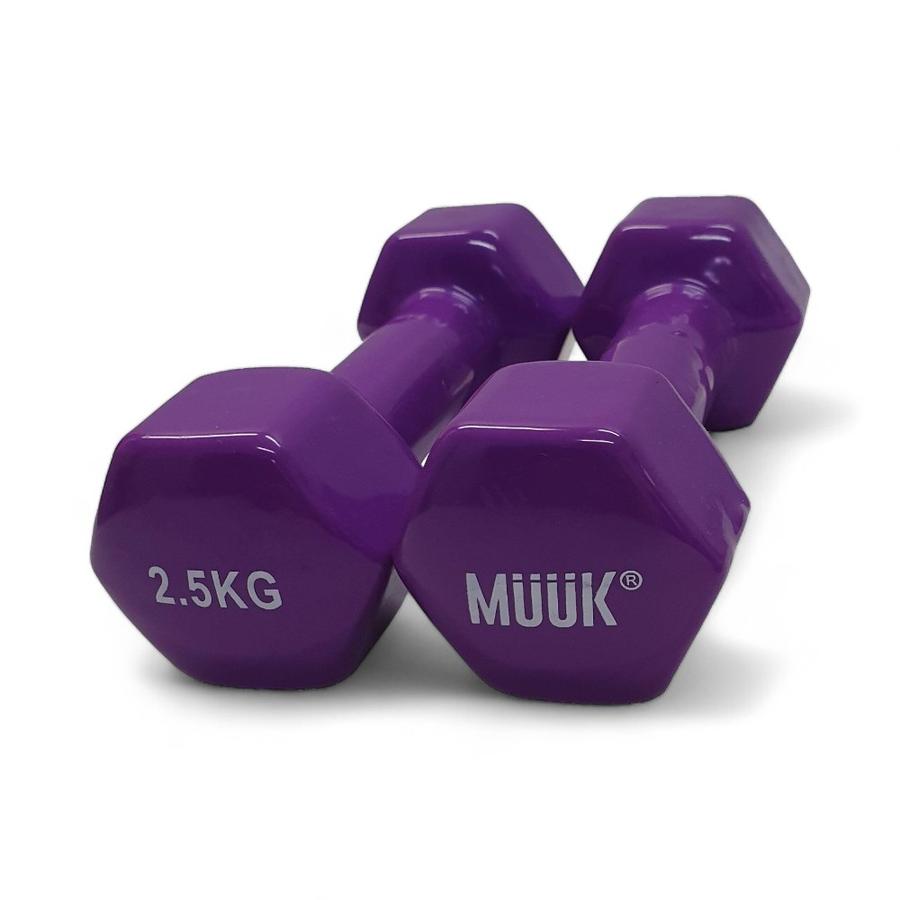 Par De Mancuernas Hexagonales Muuk PVC 2.5 Kg Morado
