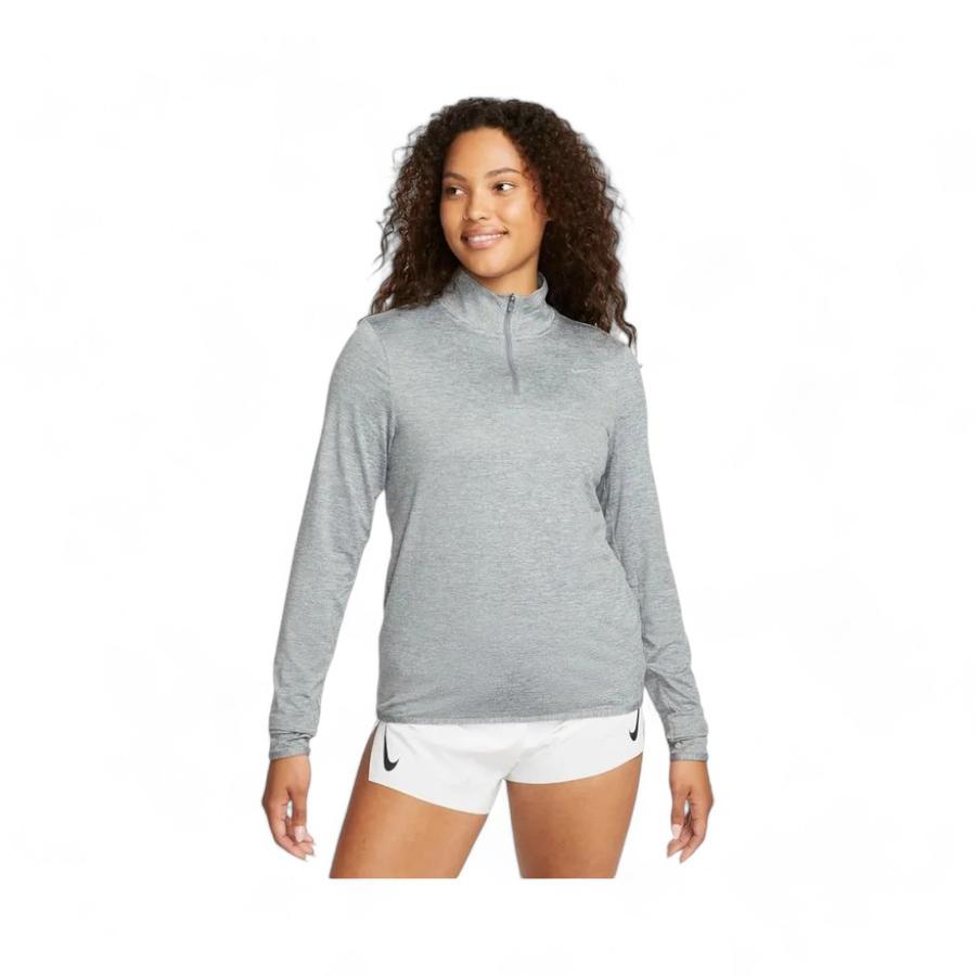 Polera Running Mujer Nike Swift Element Cierre 1/4 GrisGris S