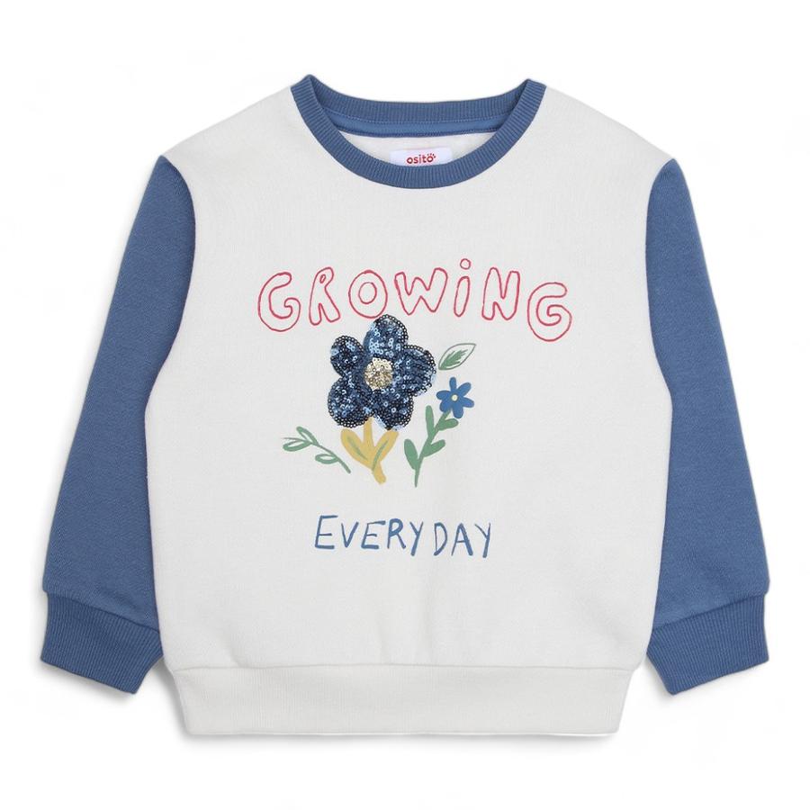 Poleron Niña Osito Estampado Azul