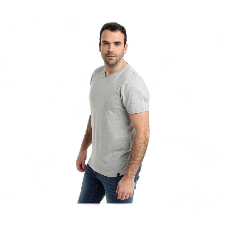 Polera Hombre Potros Roma Cuello V Gris Claro