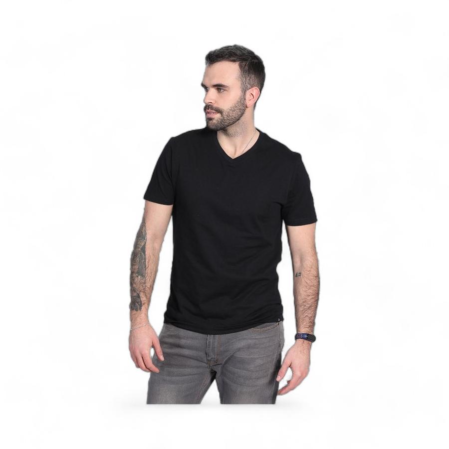 Polera Hombre Potros Roma Cuello V Negro
