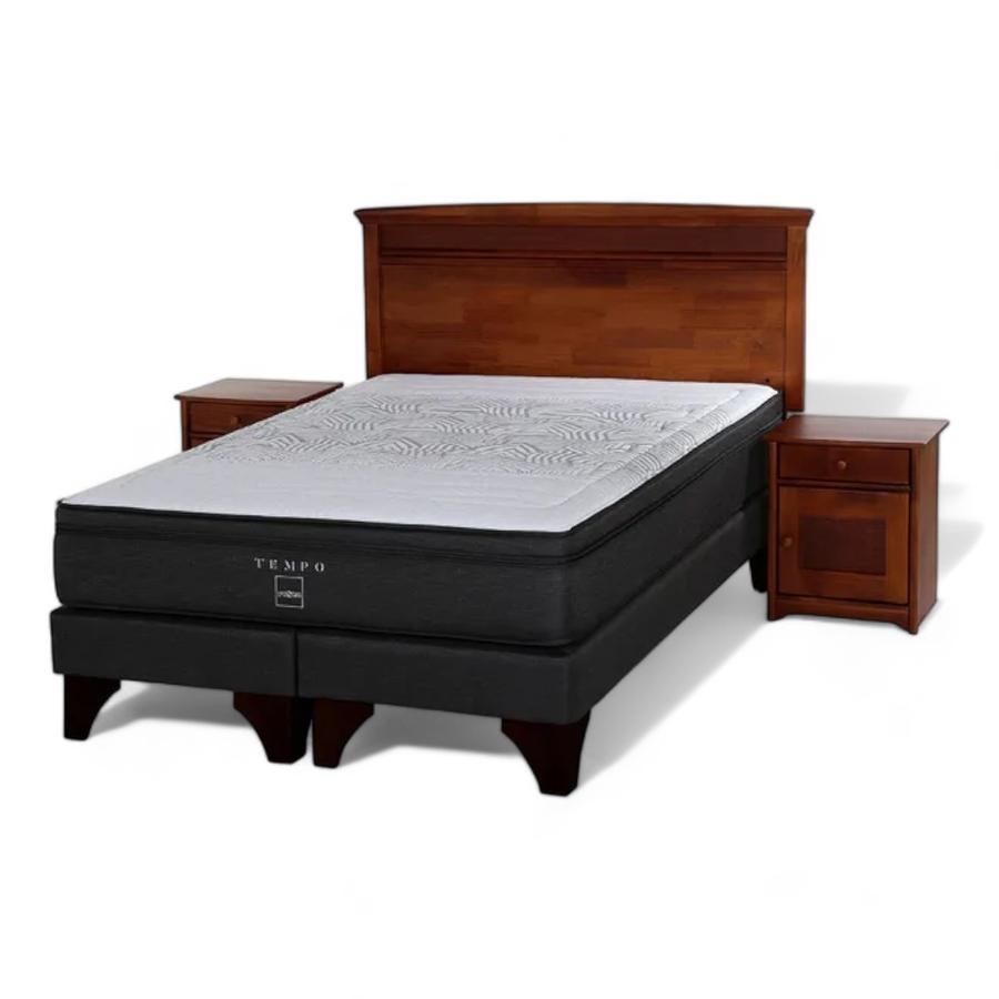 Cama Europea Tempo 2 Plazas 150 X 200 Cm Base Dividida Con Muebles Veneto
