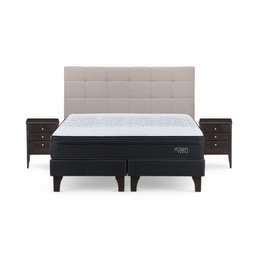 Cama Rosen Tempo Super King + Muebles Issey Gris