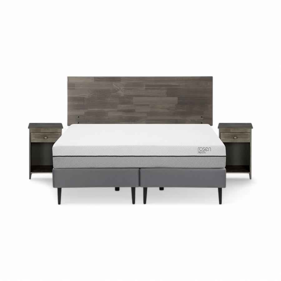 Cama Rosen Pratta 2 Plazas Acero Dividida + Muebles Tabor