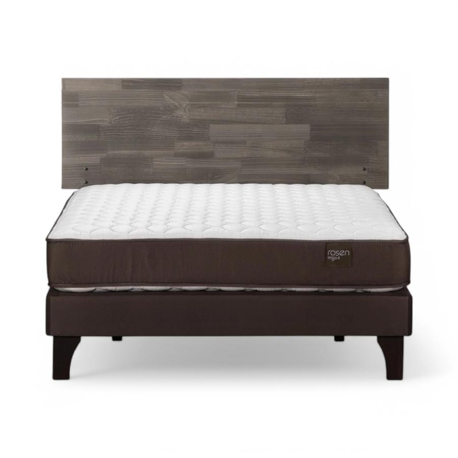 Cama Rosen Ergo T 2 Plazas Completa + Respaldo Tabor Gris