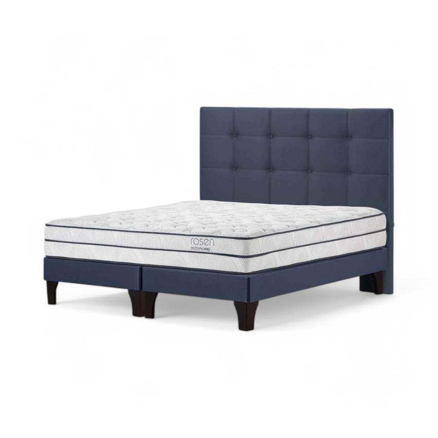 Cama Rosen Autonomy Sky 2 Plazas + Respaldo Issey Azul