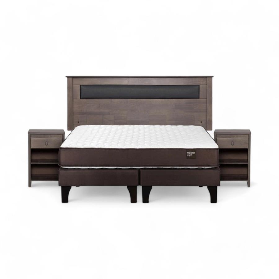 Cama Rosen Ergo T 2 Plazas Dividida + Muebles Ferrara Gris