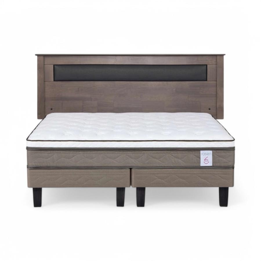 Cama Rosen NewStyle 6 King + Respaldo Ferrara Gris