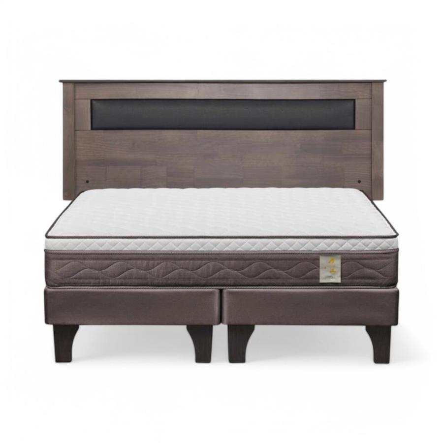 Cama Rosen NewStyle 4 Plus 2 Plazas + Respaldo Ferrara Gris