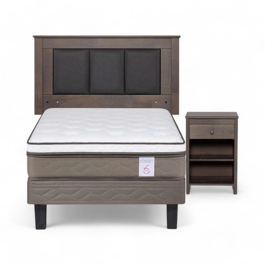 Cama Rosen NewStyle 6 1 Plaza + Muebles Rachel Gris