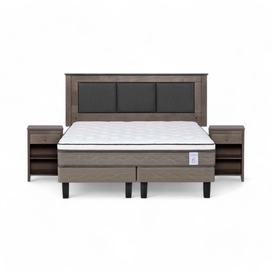 Cama Rosen NewStyle 6 2 Plazas + Muebles Rachel Gris