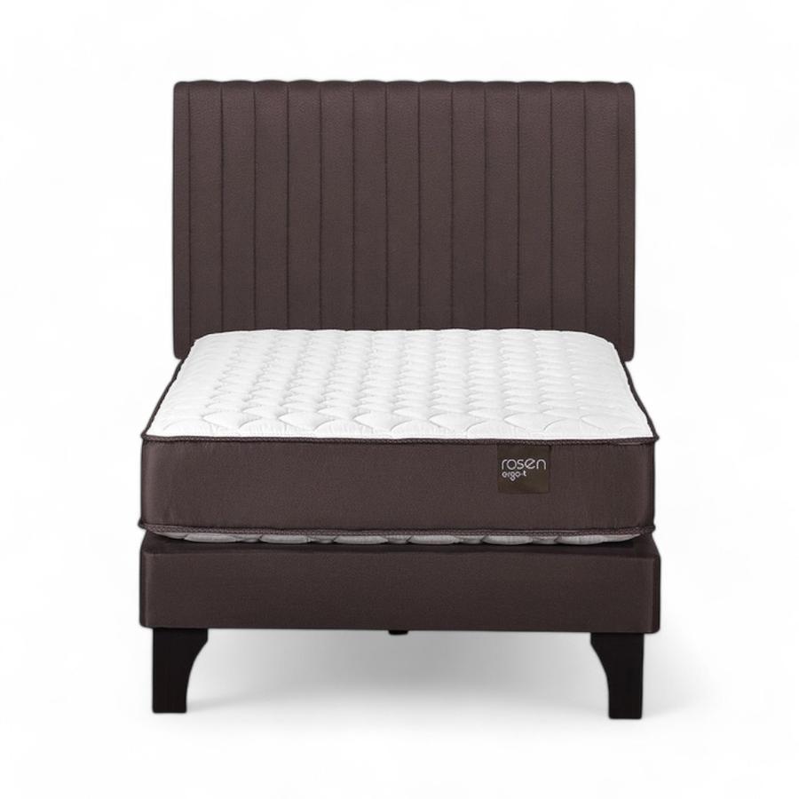 Cama Rosen Ergo T 1.5 Plazas + Respaldo Lucio Café