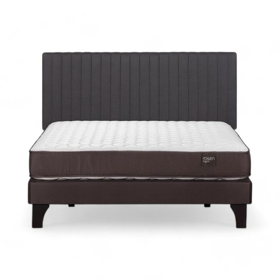 Cama Rosen Ergo T 2 Plazas Completa + Respaldo Lucio Gris
