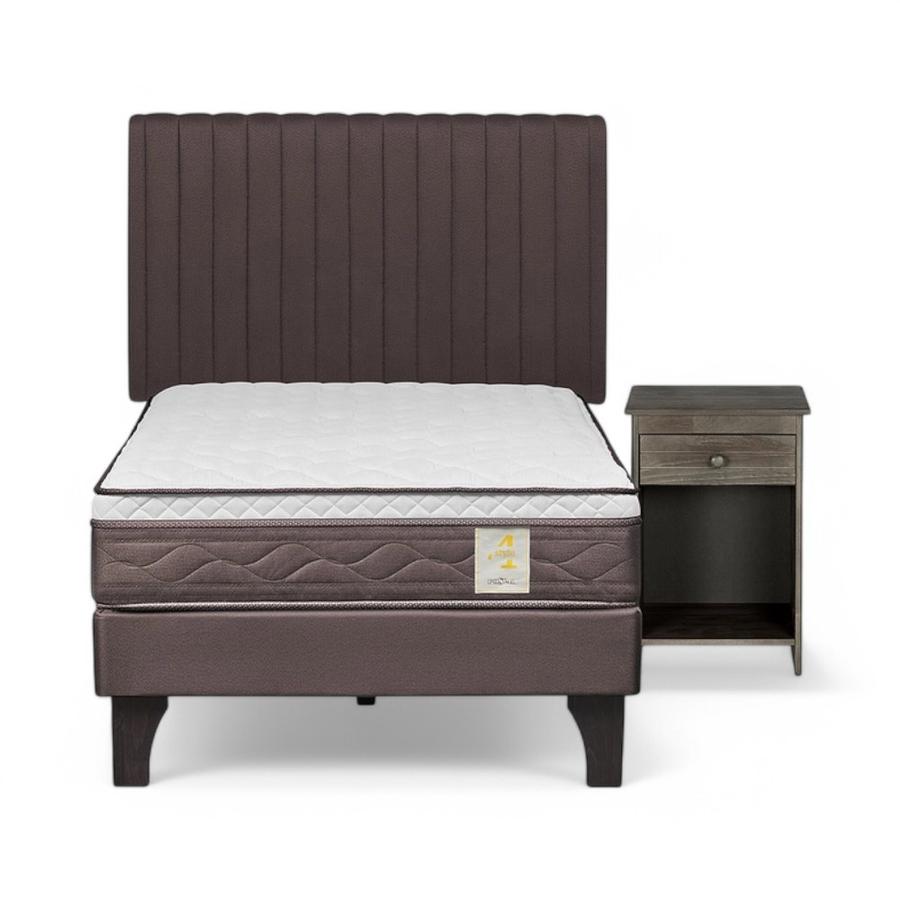 Cama Rosen NewStyle 4 Plus 1.5 Plazas + Muebles Lucio Café