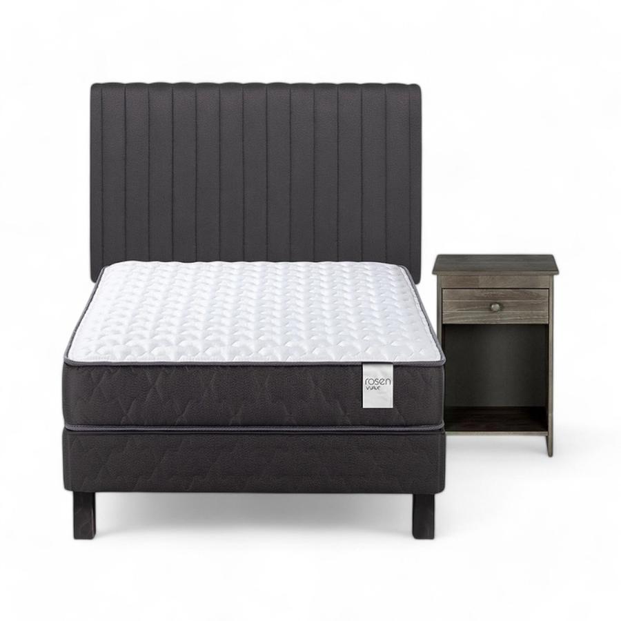 Cama Rosen Wave 1.5 Plazas + Muebles Lucio
