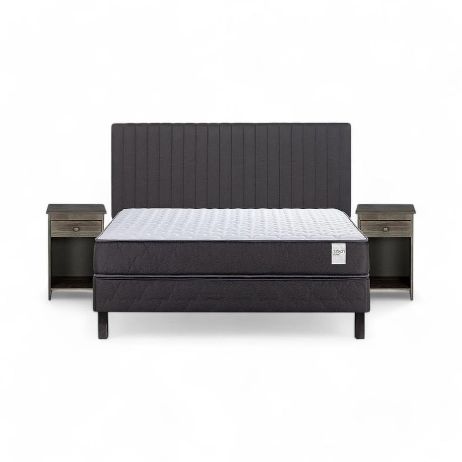 Cama Rosen Wave 2 Plazas Completa + Muebles Lucio