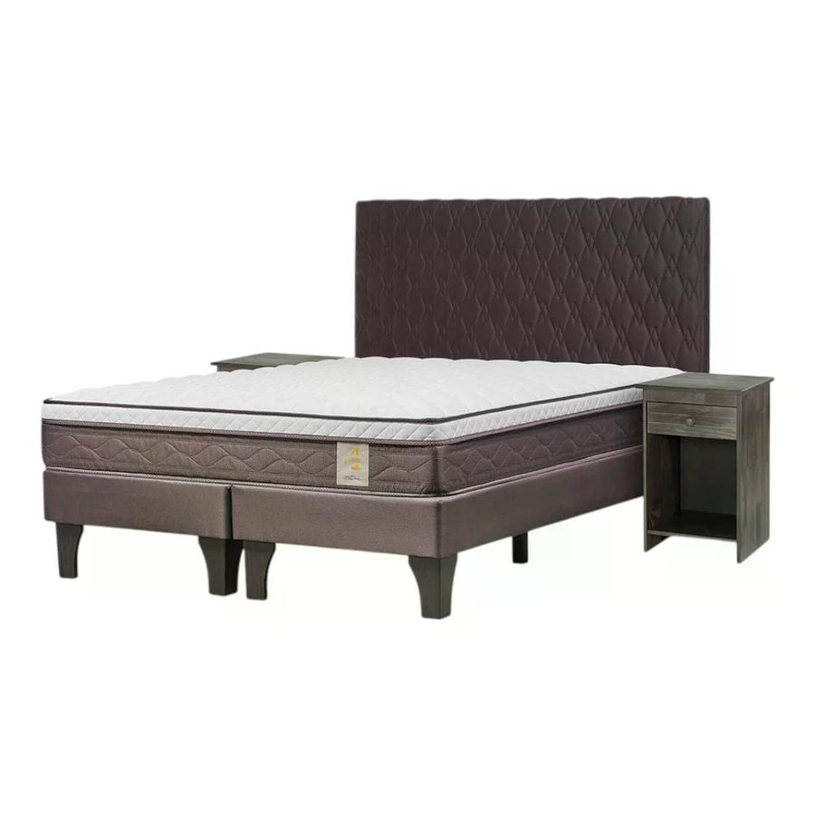 Cama Rosen 4 Plus 2 Plazas + Respaldo y Velador