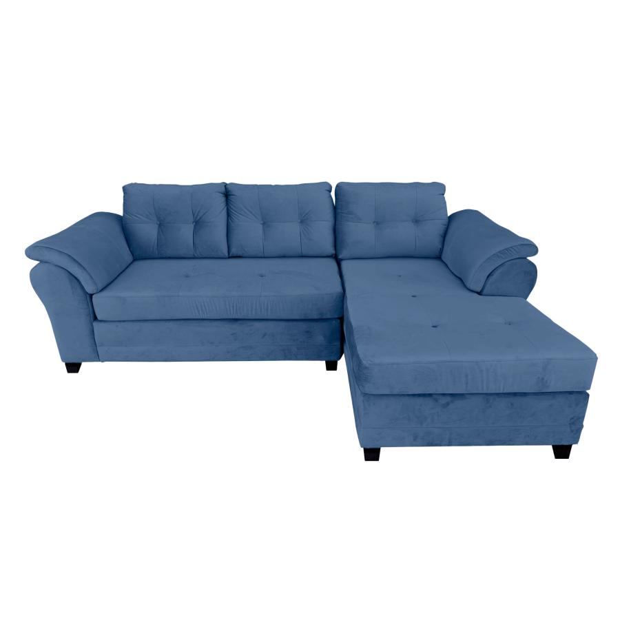 Living Seccional Sami Saieg Felpa Azul Petr 260X160X90 cm Derecha