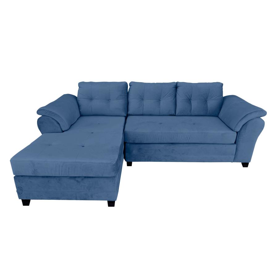 Living Seccional Sami Saieg Felpa Azul Petr 260X160X90 cm Izquierda