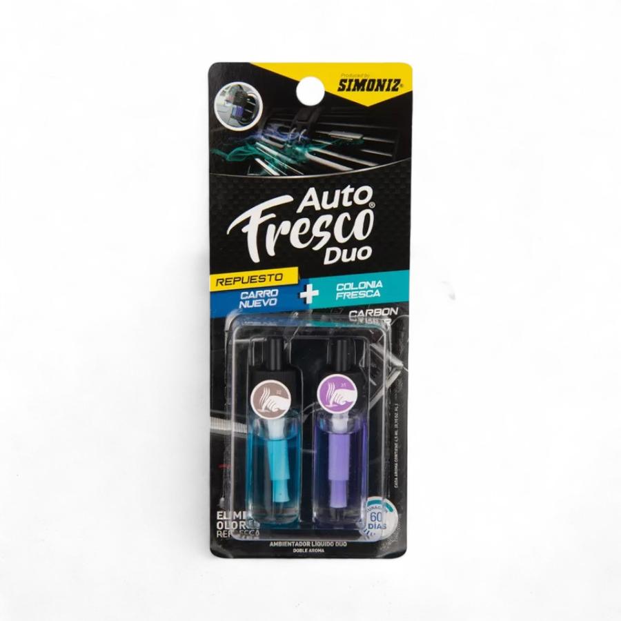 Repuesto Ambientador Duo Simoniz Carro Nuevo+Colonia Fresca 