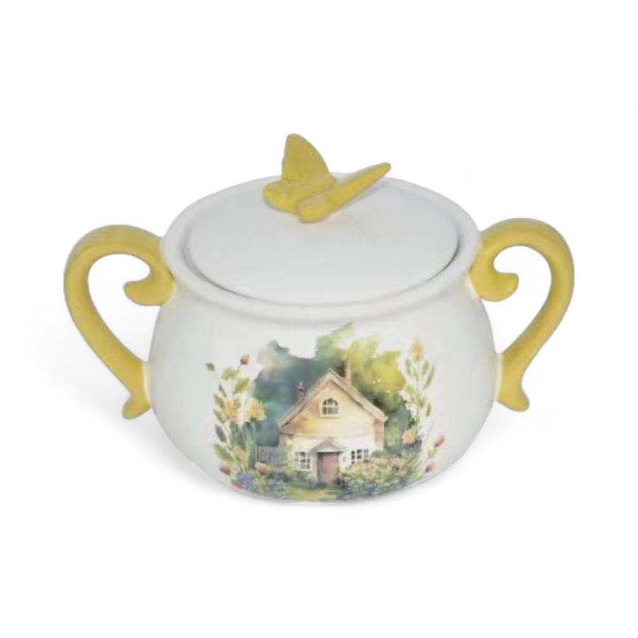 Azucarero Ceramica Aleppo Blanco/Amarillo