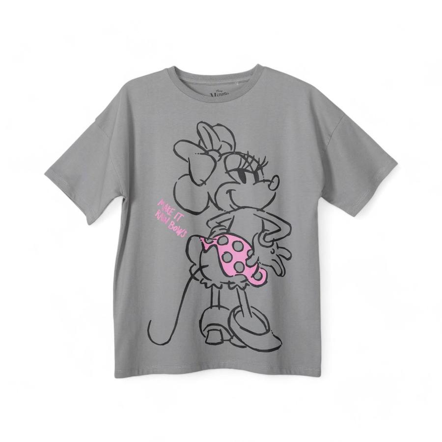 Polera Niñas TBC Minnie Lineal Manga Corta Gris